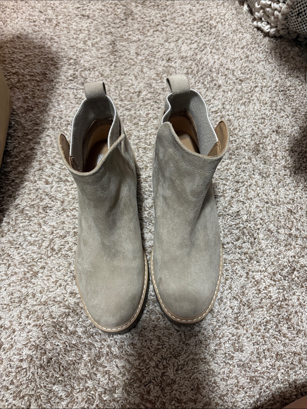 DV by Dolce Vita Taupe Suede Chelsea Booties